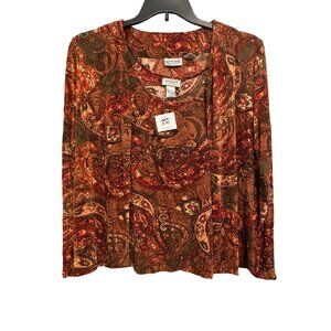 Chicos Multicolor Paisley 2-Piece Cardigan & Tank Set Size 1 Made In USA